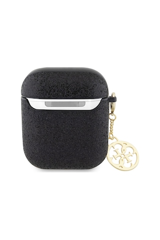 Apple Uyumlu AirPods Kılıf Guess Glitter 4g Charm Exclusive Tasarım Siyah
