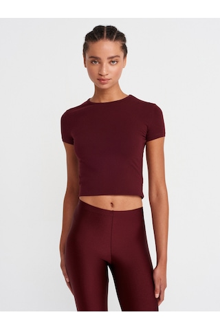 Dilvin 31906 Vücuda Oturan Kısa Kollu T-shirt-bordo Bordo