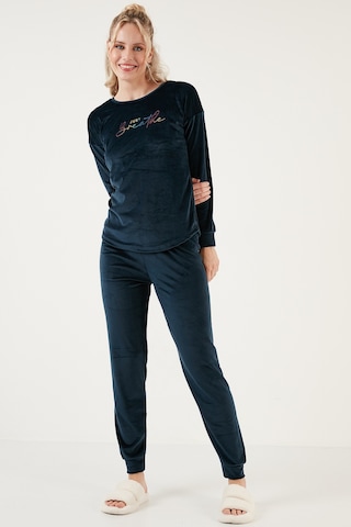 Lela Regular Fit Yumuşak Dokulu Kadife Bayan Pijama Takımı 6094200W4 Lacivert
