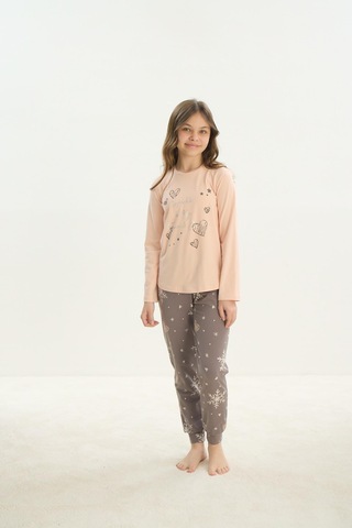 Sevim Kız Çocuk Garson Uzun Kol Açık Somon Pijama Takım C8t2n7o8 001