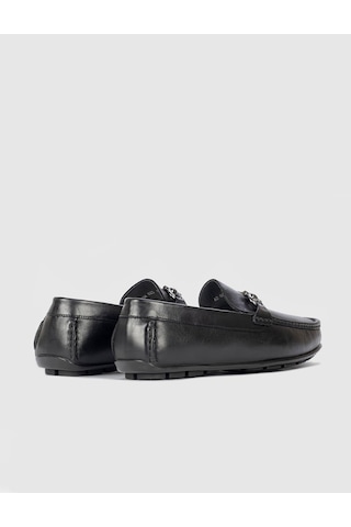 Cabani Hakiki Deri Siyah Erkek Loafer Siyah