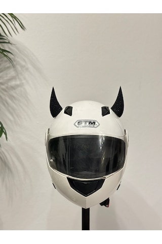 Motor & Motosiklet Siyah Simli Şeytan Boynuzu Kask Dış Aksesuar Diğer