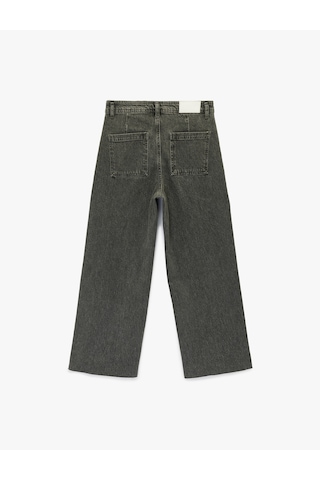 Koton Düğmeli Yüksek Bel Rahat Kesim Denim Pantolon - Culotte Jeans Gri 6sal40112md Gri