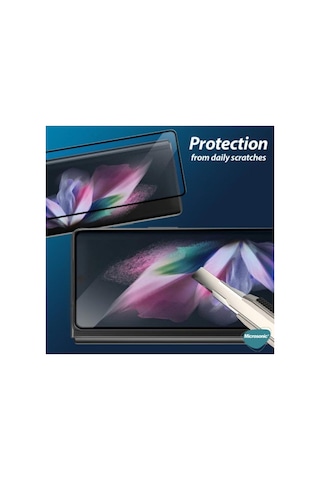 Samsung Galaxy Z Fold 3 Tam Kaplayan Temperli Cam Ekran Koruyucu Siyah