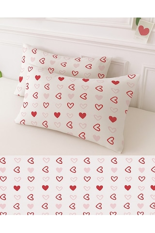 Lionas Desenli Pamuklu Kalpli Desen Yastık Kılıfı 2 Adet 50 X 70 Cm Ekru