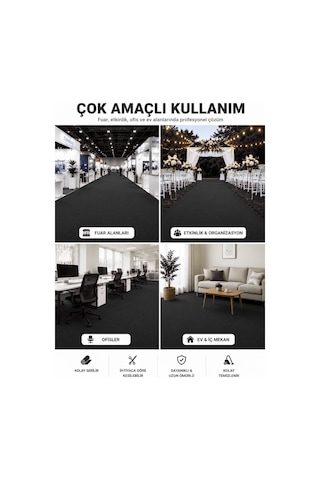 Beylini Siyah Halıfleks Zemin Yer Kaplama 3 Mm Kalınlığında Rip Halı Duvardan Duvara Halıflex Organizasyon Davet