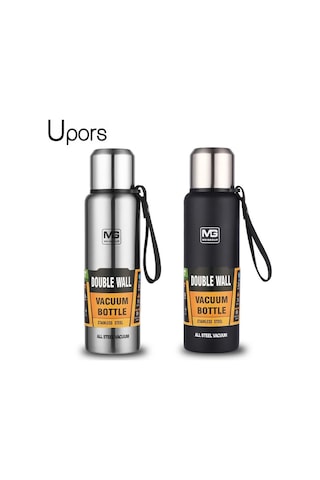 Büyük Kapasiteli Paslanmaz Çelik Termos Taşınabilir Yalıtımlı Termos Şişesi 1000 Ml Siyah