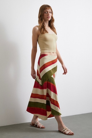 Chery Çizgili Verev Etek Bej Bej