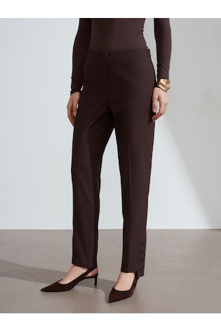 Dilvin 72258 Düğme Detaylı Pantolon-kahve Kahve