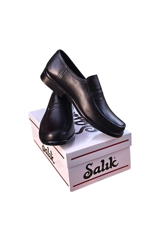 Salıkayakkabı Salık Hakiki Deri Rahat Konforlu Sağlıklı Erkek Ayakkabı Siyah