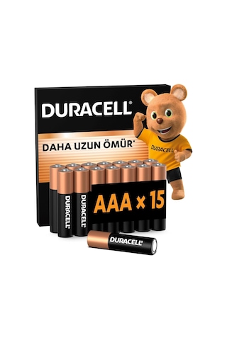 Duracell Basic Aaa Alkalin İnce Kalem Pil 15'li Paket 1,5v Lr03 Mn2400