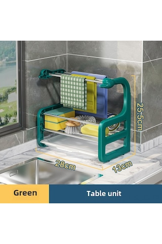 Springsun Mutfakta Sünger Ve Havlu Saklama İçin Tahta Üstü Kurulu Sınırlı Yer Kaplayan Yeşil Renkli Depolama Rafı Tırnak Olmadan Diğer