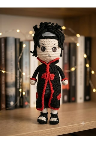 Obito Uzumaki Amigurumi Örgü Oyuncak - Naruto Anime Hediyelik Figür 21 Cm