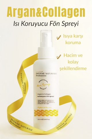Insane Naturale Argan Collagen Isı Koruyucu Saç Şekillendirici Fön Spreyi 250 ML