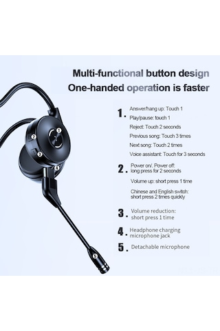 Jeemson M1 Kemikiletim Kulaküstü Kulaklık, Bt5.0, İki Mikrofonlu, Ipx5 Su Geçirmez, Spor İçin Kırmızı