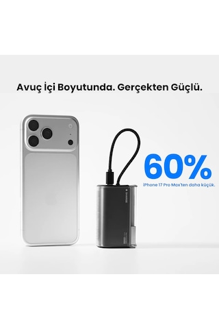 Sharge Flow 3 10000 Mah 45w Kompakt Tasarımlı Powerbank Taşınabilir Hızlı Şarj Cihazı Siyah