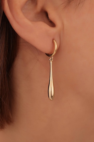 925 Ayar Altın Kaplama Sallantılı Modern Halka Küpe - E00260 Gold