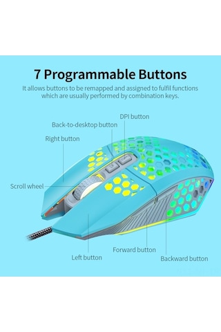 Novahub Rgb Aydınlatmalı 8000 Dpı Pembe Oyun Faresi - 7 Programlanabilir Tuş Optik