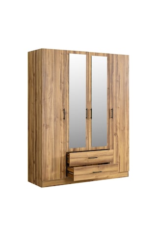 Gardırop, Blesk Atlas 4 Kapaklı, Aynalı Çekmeceli Dolap Çok Renkli