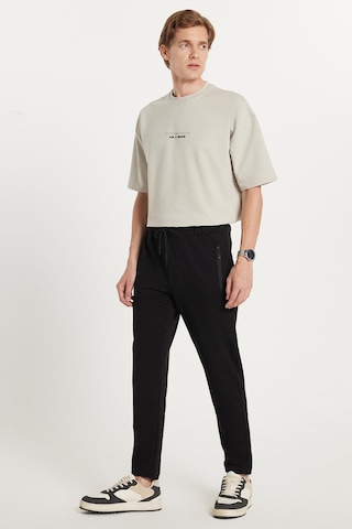 Tudors Unisex Standart Fit Pamuklu 2 İplik Fermuar Cepli Lastikli Bağlamalı Düz Paça Siyah Eşofman Altı-34068 Siyah