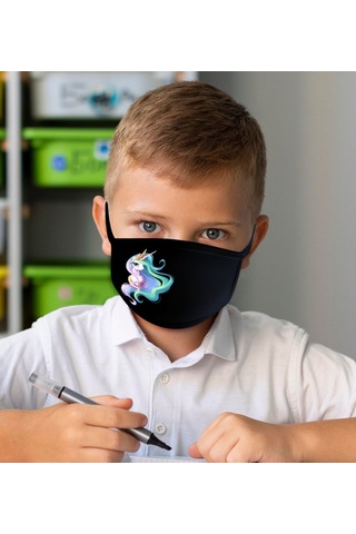 Yıkanabilir Siyah Çocuk Maske-7