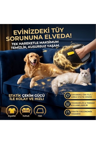 Evcil Hayvan Tüy Temizleme Eldiveni, Statik Mikro Tüy Toplayıcı Kedi Köpek Tüyü İçin Koltuk, Halı Ve Kıyafet Temizleme Eldiveni