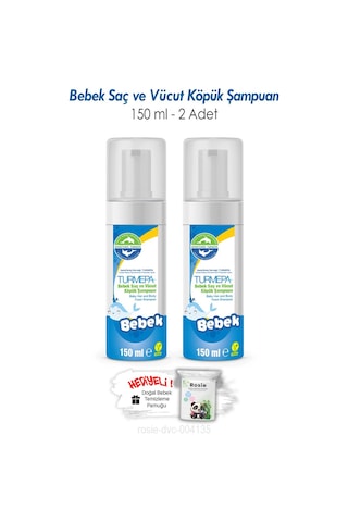 Turmepa Bebek Saç ve Vücut Köpük Şampuanı 150 ML x 2 + Rosıe Pamuk