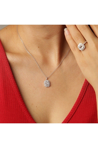 Beyaz Altın Baget Taşlı 3'lü Set Takımı 87195493