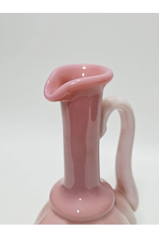Çiçek Desenli El Yapımı Pembe Opalin Sürahi 35,5cm