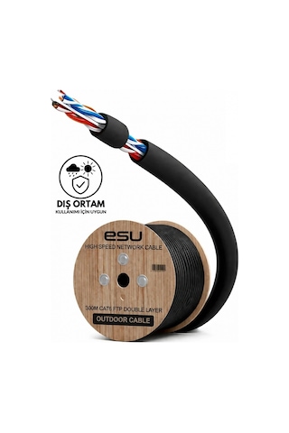 Esu Cat6 Dış Ortam Lan Kablosu 300m 23 Awg 0,58mm Solid Cca Ethernet Kablo