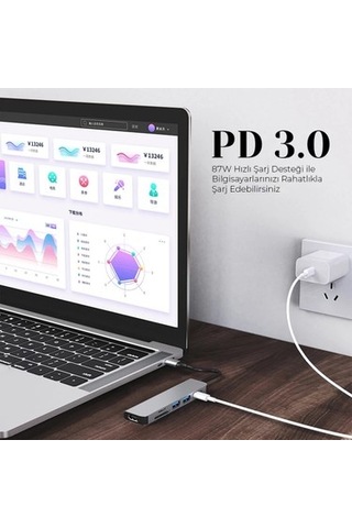 8in1 Usb Type-c Hub - Hdmı, Usb Ve Ethernet Portları İle