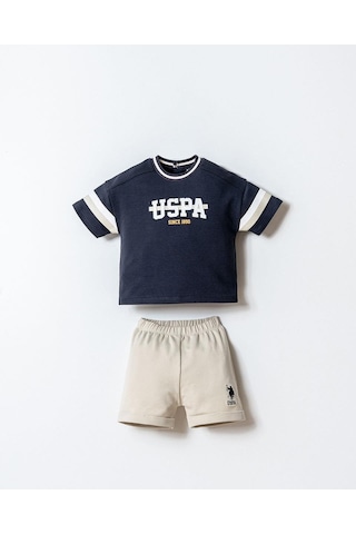 U.S. Polo Assn. Erkek Bebek 2 Li Şort T-şhirt Takım Füme-2337 Füme