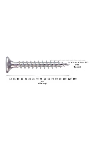 6x30 Mm Sunta Vidası , Ahşap Vidası , Sivri Uçlu Ağaç Vidası Dın7505 X 10 Adet Rf154 M6 x 30 MM