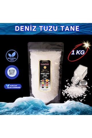 Hanzade Bitkisel Saf Deniz Tuzu Tane Granül İyot İlavesiz 1 KG