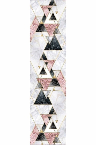 Pembe Gold Kaymaz Geometrik Özel Ölçü Rulo Yolluk Ar451n11 Gold - Pembe