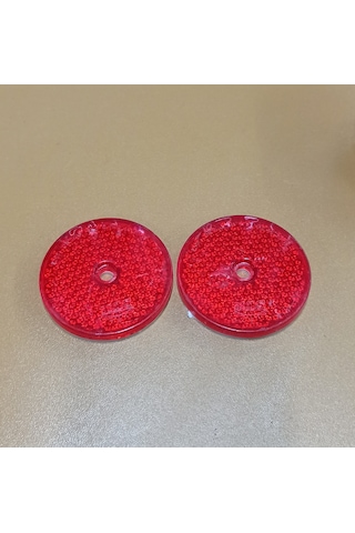 Kırmızı Renk Yuvarlak Reflektör Plastik Vidalı 6mm 2 Adet