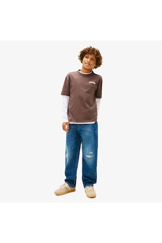 Tommy Hilfiger Puff Print Graphic Çocuk Kahverengi T-shirt Kb0kb10053 Kahverengi