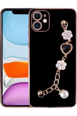 Apple Uyumlu iPhone 12 Kılıf El Tutamaçlı Kamera Korumalı Zore Taka Silikon Kapak Siyah