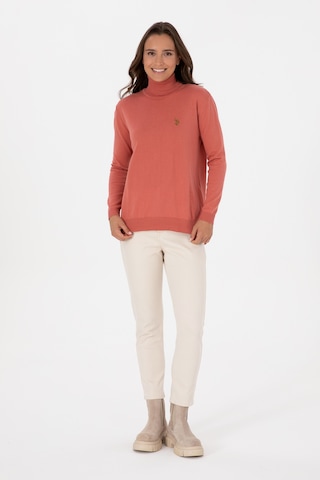 U.S. Polo Assn. Kadın Gül Kurusu Boğazlı Basic Kazak 50313621-VR026