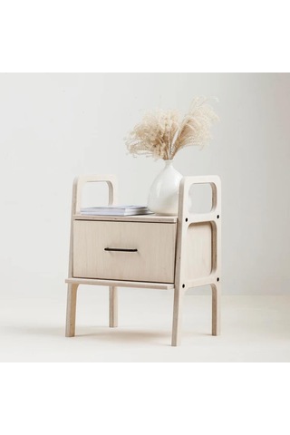 Woodesk Gece, Ahşap, Çekmeceli Komodin, 50x65 Natural Renk