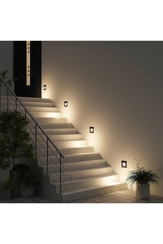 3 Watt Beyaz Işık Antrasit Kasa Sensörlü Merdiven, Basamak, Koridor, Antre Armatürü, Led Armatür Antrasit