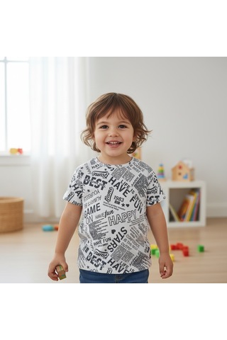 Bonbon Çocuk Beyaz Baskılı Tshirt Cb1023