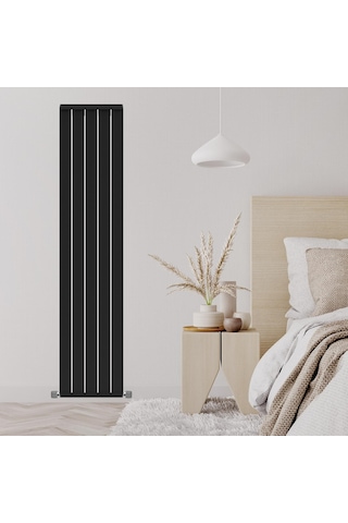 1800x392mm Armoni Dikey Alüminyum Radyatör Silk Patern Black Pütürlü Siyah