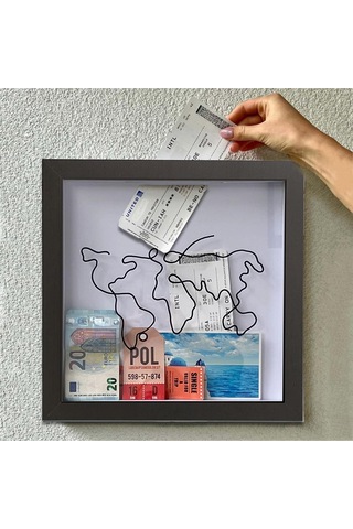 Geekyou Seyahat Hatıralarını Sakla: 12x12 İnç Biletli Gölge Kutusu - Harita Tutucu Ve Souvenir Sergi Kutu