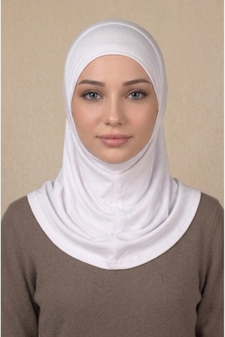Sonbaharmoda Hazır Türban Pratik Kaymaz Tesettür Eşarp Viskon Likralı Rahat Günlük Ve Namaz İçin Hijab Beyaz