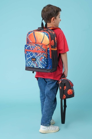 Wia Erkek Çocuk Basketbol Temalı 3'lü İlkokul Okul Çanta Seti Lacivert - Turuncu