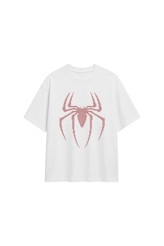 Zaee Spider Taşlı Oversize Tişört Kırmızı