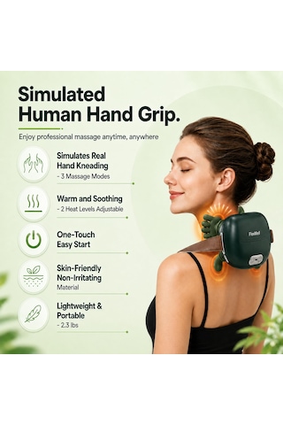 Ağrıyı Gidermek İçin Flexwell Boyun Masaj Aleti, 4d Shiatsu Derin Doku Boyun Ve Omuz Masaj Aleti, El Yoğurma Özellikli Biyonik Boyun Omuz Masaj Aleti, Küçük El Masaj Aleti