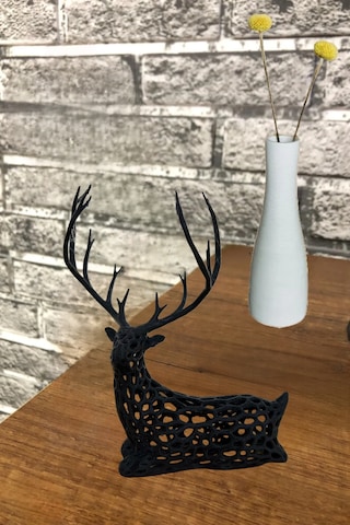 Modern Geyik Biblo 2'li Set Siyah 7x10x15 Cm