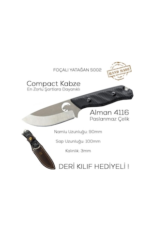 Foçalı 5002 Yatağan El Yapımı 19cm Kompakt Av Kamp Bıçağı Çok Renkli